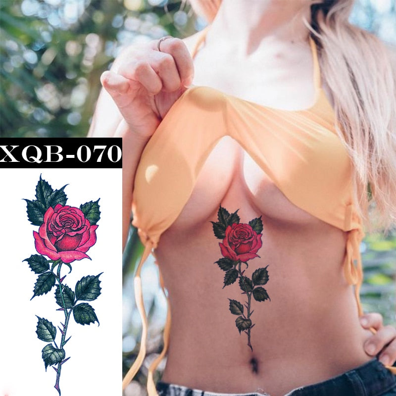 Qfdian gifts for women hot sale new Waterproof Temporary Tattoos Stickers Flowers Butterfly Tatto Flash Sexy Fake Tattoo Arm Body Chest Tatto Art for Women and Girl