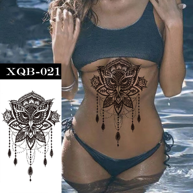 Qfdian gifts for women hot sale new Waterproof Temporary Tattoos Stickers Flowers Butterfly Tatto Flash Sexy Fake Tattoo Arm Body Chest Tatto Art for Women and Girl