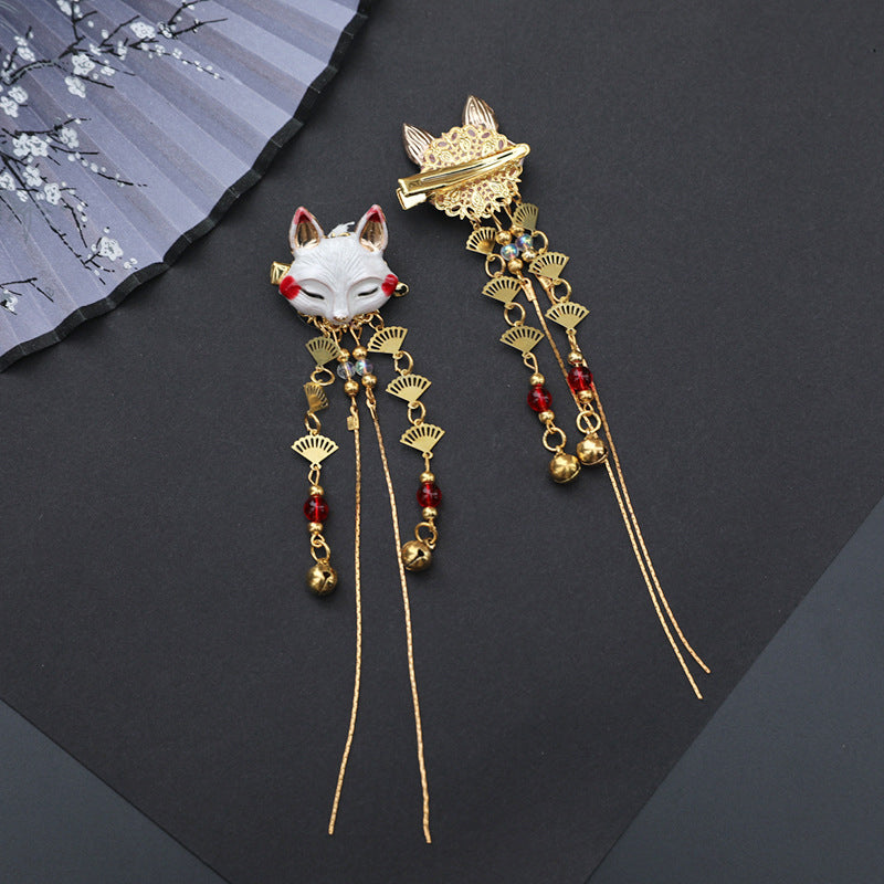 Qfdian 1pc Rabbit Hairpin Tassels Hairpin Cute Girl Daily Cos Props Vintage Barrettes Cosplay Kimono Hanfu Handwork Hair Accessories