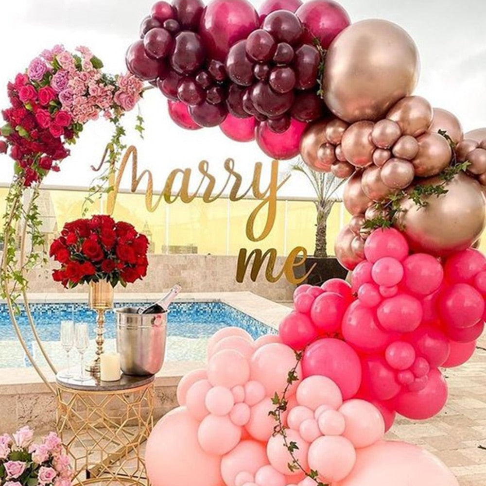 Qfdian Party decoration hot sale new 149Pcs Burgundy Red Balloons Garland Valentines Day Balloon Arch Anniversary Engagement Wedding Party Decorations Bride Supplies