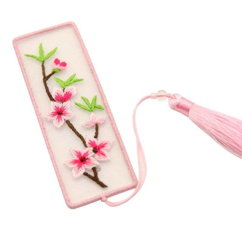 Qfdian gifts for women hot sale new Bookmarks Cross-stitch Plum Blossom Diy Embroidery Peace and Blessing Pouch Stitch for Needlework Needle Minder Organizer Craft