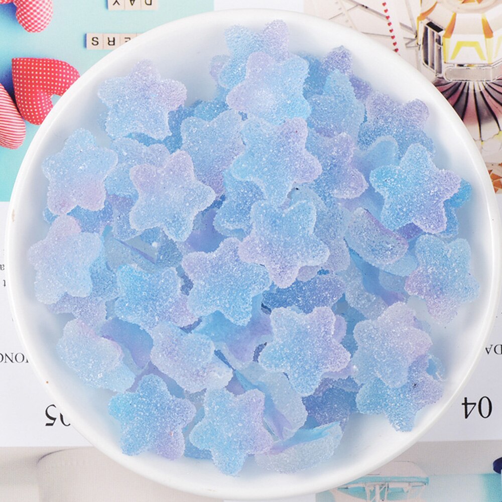 Qfdian home decor 10Pcs Flatback Resin Cabochons Simulation Candy Star Resin Cabochon Scrapbooking Embellishment DIY Accessories Decoration