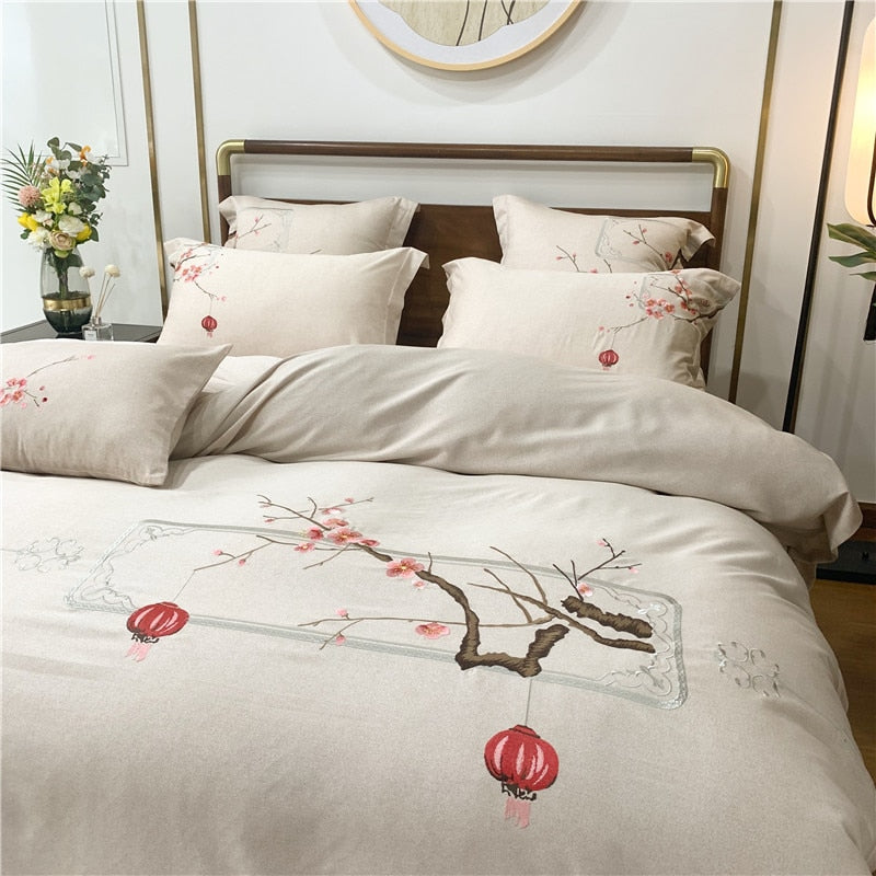 Winter Brushed Warm Bedding Set Chinese-styleTexture Pattern Queen King Size Bed Sheet Set Duvet Cover Set 4/7pcs for Home Decor