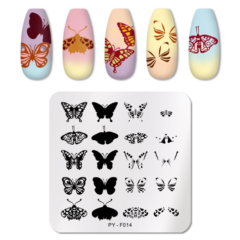 Qfdian Geometry Nail Stamping Plates Lines Animal Fruits Theme Template Plate Mold Nail Art Stencil Tools