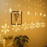 Qfdian valentines day gifts for her LED Icicle Star Snowflake Lamp Fairy Lights Curtain Garland New Year Christmas Decor for Home Festoon Led Light on The Window