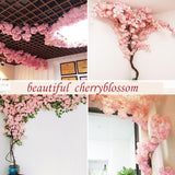 100cm Silk flowers Long-Peach Sakura Artificial flower Pink Wedding Decoration Cherry blossom branch for home Decor wedding Arch