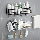 Wall Mounted Bathroom Shelves Floating Shelf Shower Hanging Basket Shampoo Holder WC Accessories Kitchen Seasoning Storage Rack