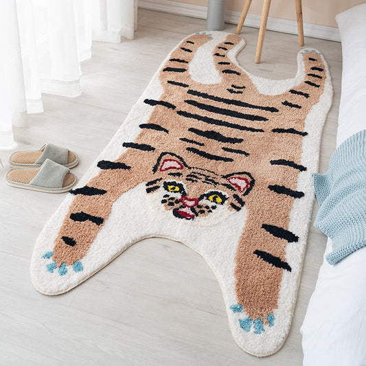 Tiger Carpet for Living Room Cute Cartoon Bedroom Rugs Anti Slip Bedside Kids Room Floor Mat Water Absorbent Bath Mat Home Decor
