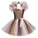 Qfdian halloween decorations halloween costumes Brown Animal Girl Tutu Dress Lion Children Halloween Costume for Girls Kids Christmas Dresses Princess Girl Costumes 1-12 Years