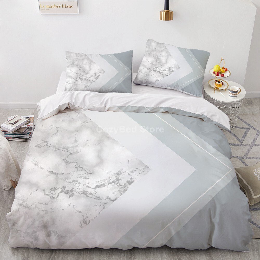 White Gold Marble Pattern Bedding Set Modern 3d Duvet Cover Sets Comforter Bed Linen Twin Queen King Single Size Fashion Luxury