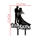 Qfdian Cozy apartment aesthetic valentines day decoration Bride And Groom Black Acrylic Cake Topper Wedding Decoration Mariage Party Supplies Adult Favors  Acrylic Cake Topper Wedding