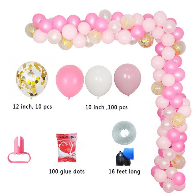 Qfdian Party decoration 1set Balloon Garland Arch Kit Long Pink White Gold Latex Air Globos Pack For Baby Shower Wedding Birthday Party Decor Supplies