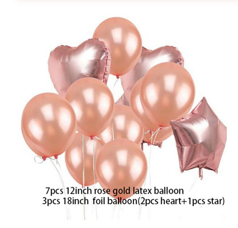 Qfdian Party decoration hot sale new Rose Gold Happy Birthday Party Decor Balloons Chrome Air Helium Balloon Baby Shower 18 25 30th Birthday Anniversary Decorations