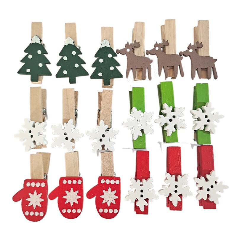 Qfdian halloween decorations christmas decorations 10pcs Christmas Wooden Clips New Year Party Decoration Photo Wall Clip DIY Christmas Ornaments Decorations for Home Xmas Tree