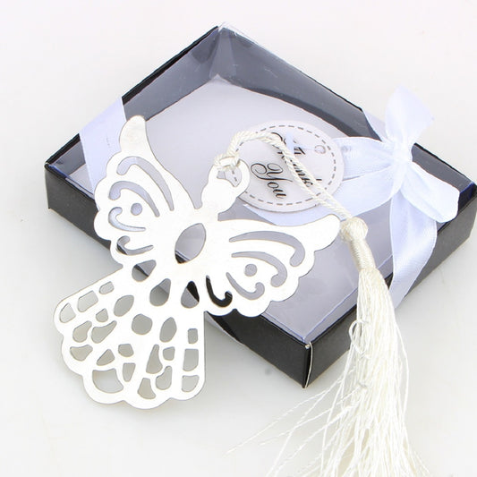 Qfdian wedding decorations for reception 20pcs Silver Angel Bookmark for Baptism Baby Shower Souvenirs Party Christening Giveaway Gift Wedding Gifts for guest gift box