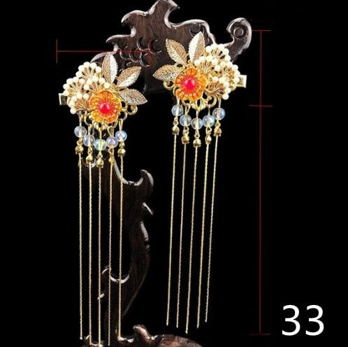 Qfdian gifts for women hot sale new HANFU 1set Vintage Chinese Traditional hanfu Butterfly Hairpin Classic Retro Hair Stick Fashion Women Elegant Hair Pin Accessories