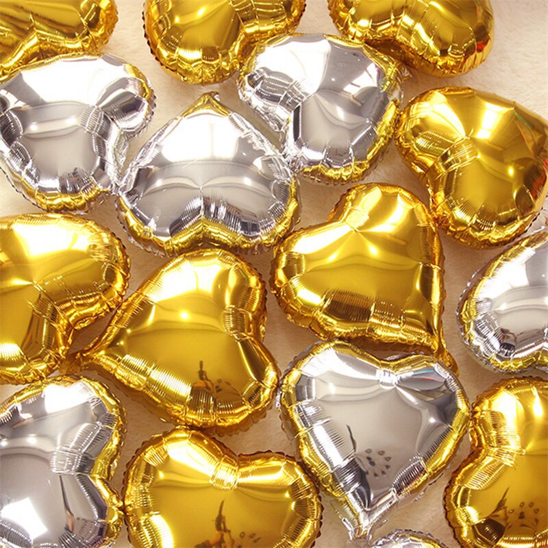 Qfdian valentines day gifts for her 10pcs 18inch Foil Heart Balloon Valentines Day Wedding Decoration Balloons Mariage Birthday Party Decorations Baby Shower Globos