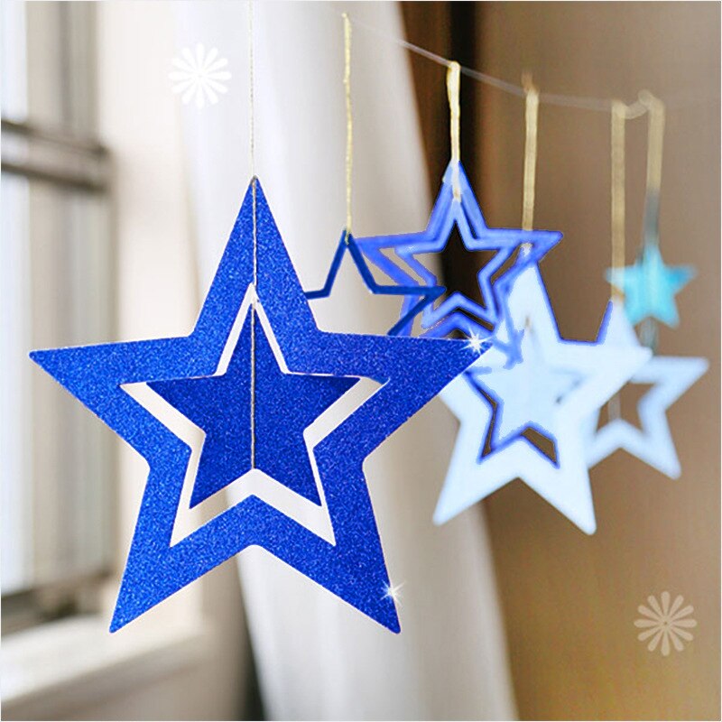 Qfdian dorm decoration ideas 7pcs/lot Twinkle Star Paper Pendant Garland Ornaments Christmas Decorations for Home New Year 2022 natal Noel Decor Navidad