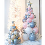 Qfdian Party decoration hot sale new Navidad Latex Pink White Gray Pentagram Balloon Garland Pillar Christmas Balloon Tree Xmas Party Decors For Home New Year