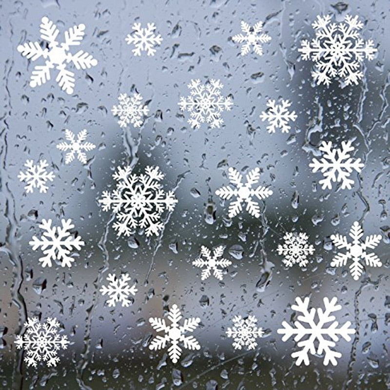 Qfdian  Christmas 27Pcs Christmas Snowflake Window Sticker Christmas Wall Stickers Kids Room Wall Decals Christmas Decorations for Home New Year