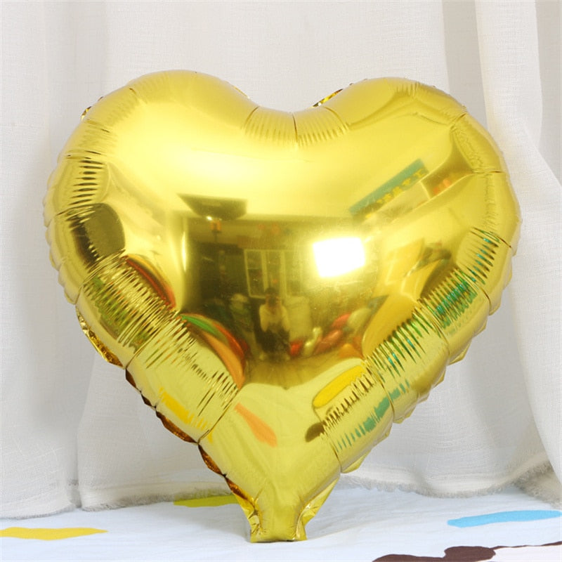 Qfdian valentines day gifts for her 10pcs 18inch Foil Heart Balloon Valentines Day Wedding Decoration Balloons Mariage Birthday Party Decorations Baby Shower Globos