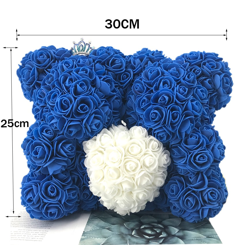 Qfdian valentines day gifts for her Artificial Flowers Rose Bear Multicolor Plastic Foam Rose Teddy Bear Girlfriend Valentines Day Gift Birthday Party Decoration
