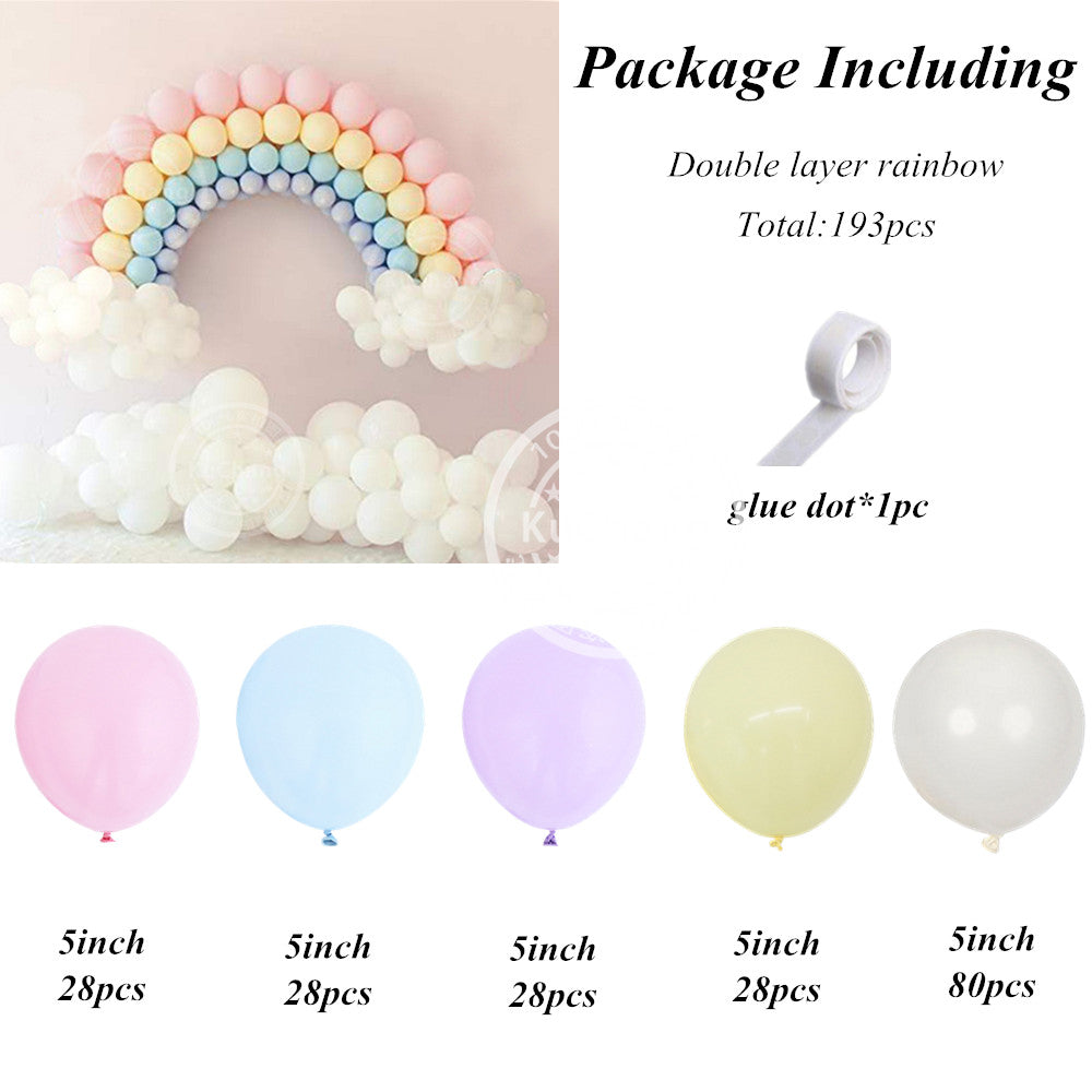 qfdian 1Set Rainbow Balloon Garland Arch Kit Macaron Latex Balloon Anniversary Baby Shower Birthday Party Background Decoration Global