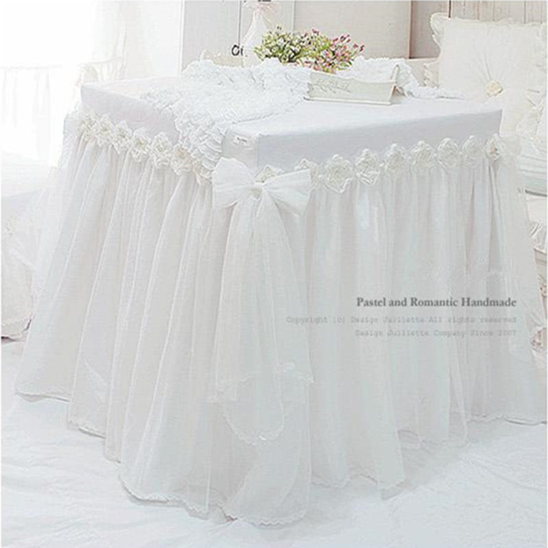 Qfdian decorations clearance 1piece white Princess lace tablecloth for wedding decoration luxury rose dining table cloth chair cover table cover size custom