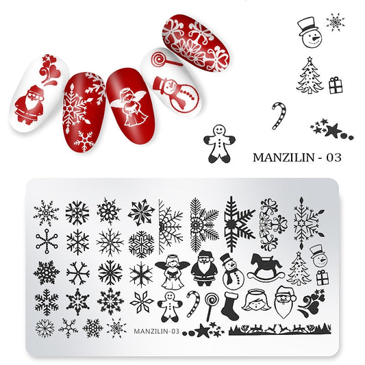 Qfdian christmas decor ideas nightmare before christmas  1 Pc Nail art Stamp Tenplate Christmas Designs Templates 12x6cm Winter Image Nail Art Stamping Plates