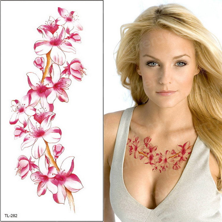 Qfdian tattoo body stickers rose peony lotus flowers tatoos temporales for women temporary tattoo sticker flower girls tatoo fake water