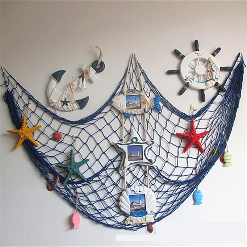 Mediterranean Wind Nautical Fishing Net Seaside Wall Beach Party Sea Shells Home Picture Frame Decoration Wall Hangings Stickers