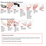 24Pcs false nails with designs cow and Blue Color cut design Fake Nail Shiny Gold Foil  artificial nails with glue for girls