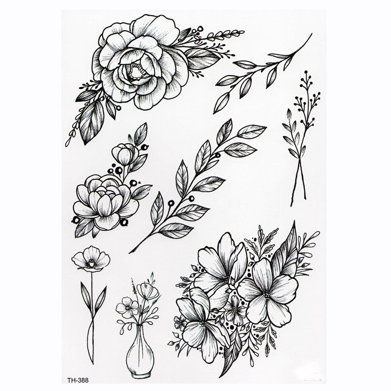 Qfdian gifts for women hot sale new Waterproof Temporary Tattoo Sticker Lotus Rose Pattern Water Transfer Under Breast Shoulder Flower Body Art Fake Tatoo