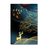 Qfdian halloween decorations christmas decorations Golden Abstract Deer Tree Bird Wall Art Canvas Painting Nordic Posters and Prints Decorative Pictures for living Room Home Decor