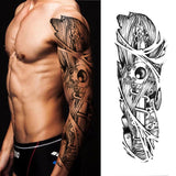 Qfdian gifts for women hot sale new Full Flower Arm Temporary Tattoo Sticker Rose Clock Body Art Water Transfer Fake Tatoo Sleeve For Men Women