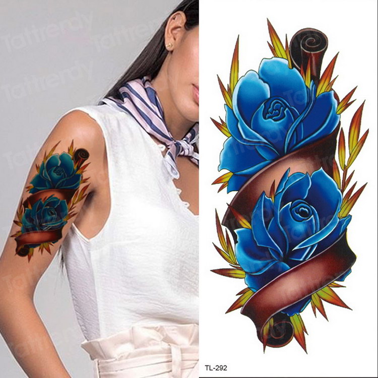 Qfdian tattoo body stickers rose peony lotus flowers tatoos temporales for women temporary tattoo sticker flower girls tatoo fake water