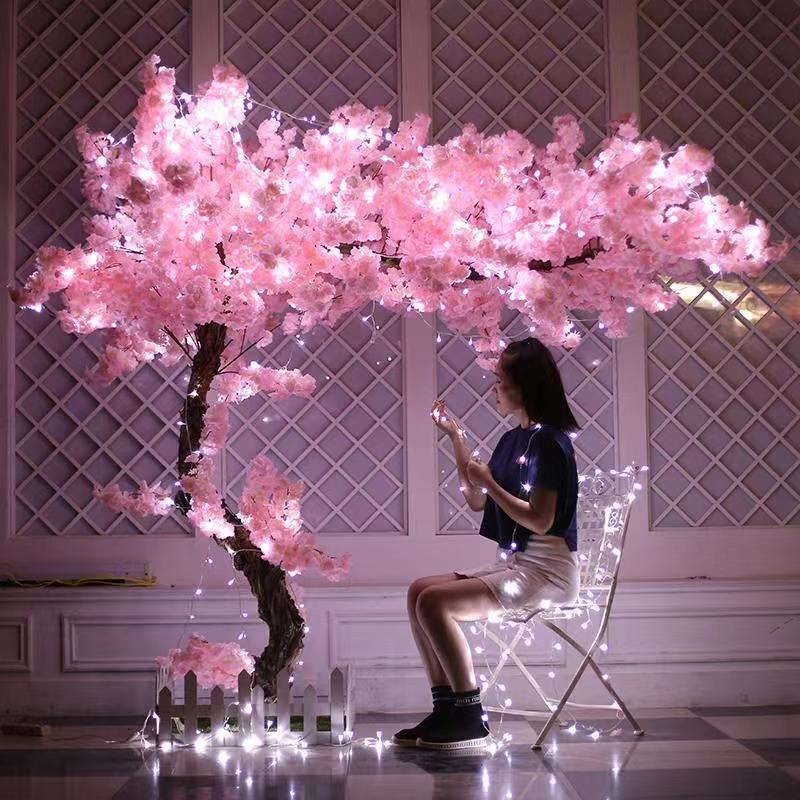 100cm Silk flowers Long-Peach Sakura Artificial flower Pink Wedding Decoration Cherry blossom branch for home Decor wedding Arch