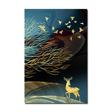 Qfdian halloween decorations christmas decorations Golden Abstract Deer Tree Bird Wall Art Canvas Painting Nordic Posters and Prints Decorative Pictures for living Room Home Decor