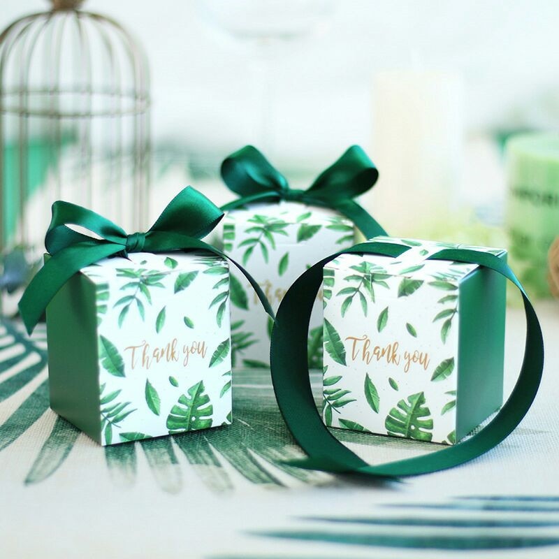 Qfdian Party gifts Party decoration hot sale new Sen Department Green Creative Square candy box wedding favor chocolate box party supplies box christmas gift box baby shower