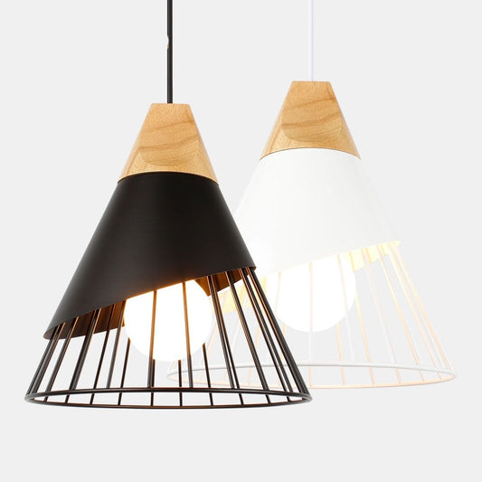 Qfdian home decor hot sale new Pendant Lamp Modern E27 Pendant Lights Wood  For Bedroom Hanging Lamp Nordic Aluminum Lampshade LED Bulb Kitchen Light