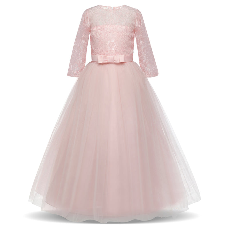 QFDIAN New Brand Flower Girls Dress Teenager Princess Wedding Party Kids Dresses for Girls Children Clothing 10 11 12 13 14 years