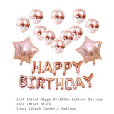 Qfdian Party decoration 16 Inch Happy Birthday Balloon Set Letter Foil Birthday Party Decoration Kids Rose Gold Confetti Happy Birthday Balloons Kids