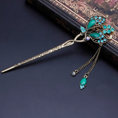 Qfdian gifts for women hot sale new HANFU  Women Elegant Butterfly Leaves Bobby Pin Fashion Hairpin Rhinestone Hair Stick