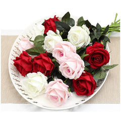 Qfdian valentines day gifts for her 10pcs/lot Single elegant single stem rose artificial flower rayon wedding wedding home accessories Valentine's Day gift flower