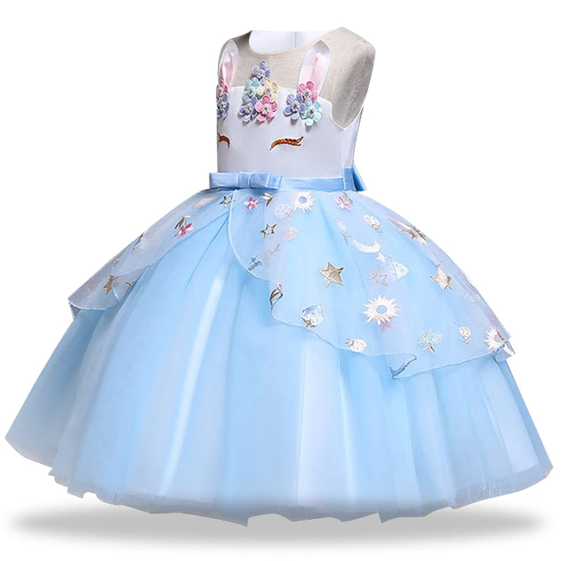 Qfdian halloween decorations halloween costumes halloween gift Halloween Unicorn Kids Dresses For Girls Baby Child Costume Birthday Wedding Evening Ball Gown Halloween Christmas Vestidos 2 to 10 Years