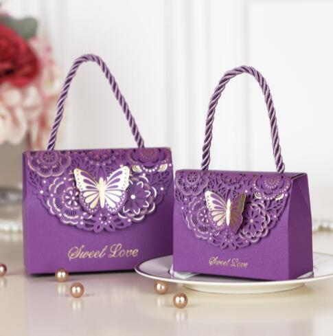 Qfdian Party decoration hot sale new 30Pcs/lot High-quality Laser Cut Butterfly Flower Gift Bags Candy Boxes Wedding favors Portable Gift Box Party Favor Decoration