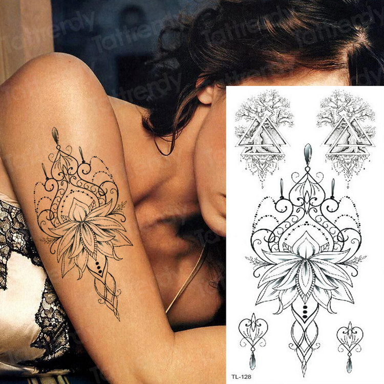 Qfdian tattoo body stickers rose peony lotus flowers tatoos temporales for women temporary tattoo sticker flower girls tatoo fake water