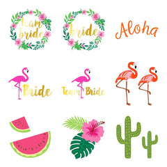 Qfdian Party decoration Flamingo Hawaii Wedding Decoration Team Bride To Be Tattoo Sticker Bridal Shower Bachelorette Party Supplies Mexican Party Decor