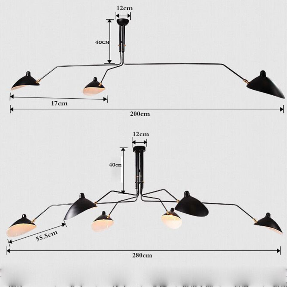 Qfdian home decor hot sale new Retro Serge Mouille Pendant Lights Nordic Industrial Simple LED Spider adjustable Lamp Living Bedroom Luminaire Industrial Lamp