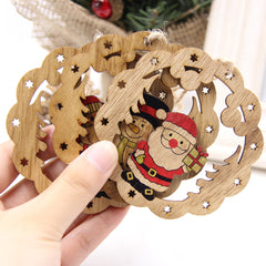 qfdian Hot!Set of Mix Christmas Wooden Pendants Ornaments Creative Wood Craft Xmas Tree Ornament Christmas Party Decorations Kids Gifts